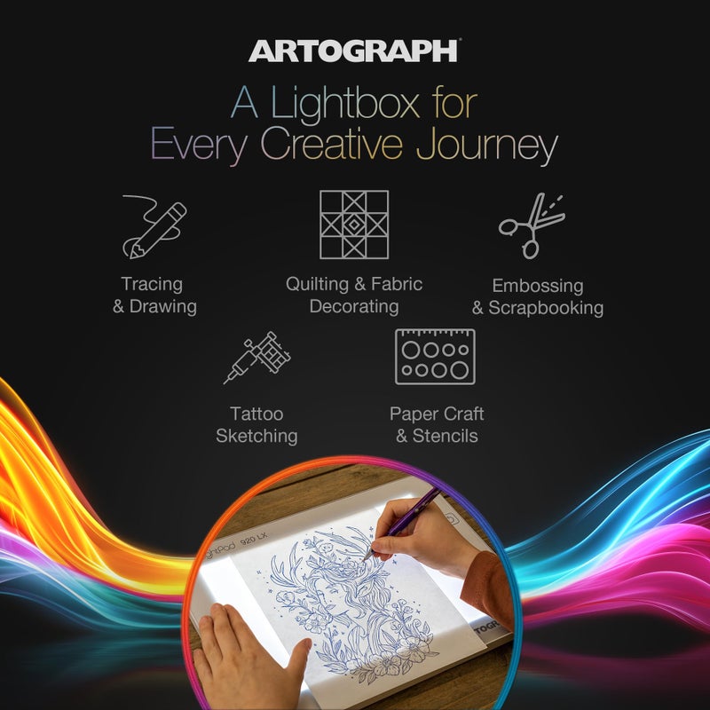 Artograph Thin LED Light Box, 9" x 6" Dimmable Drawing & Tracing Pad, LightPad 920 LX - Image 5